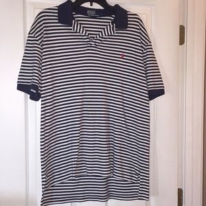 Large Ralph Lauren navy blue striped polo